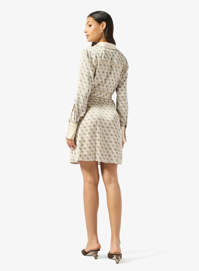 جس فستان قميص قصير بأكمام طويلة وربطة بليرتا